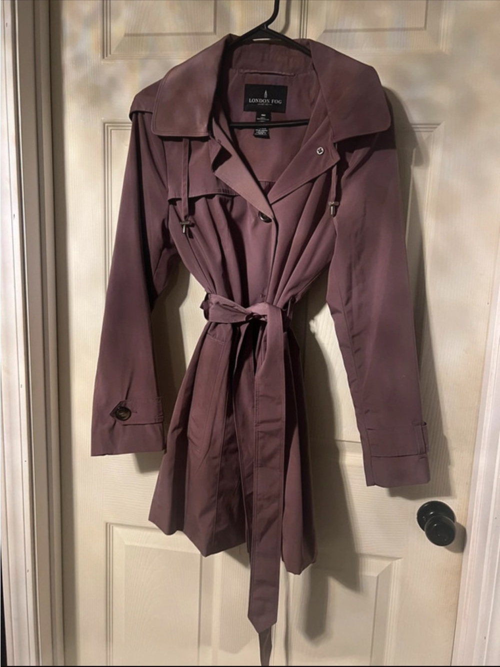 London Fog Women's Mauve-Purple Trench Coat with Tie Belt